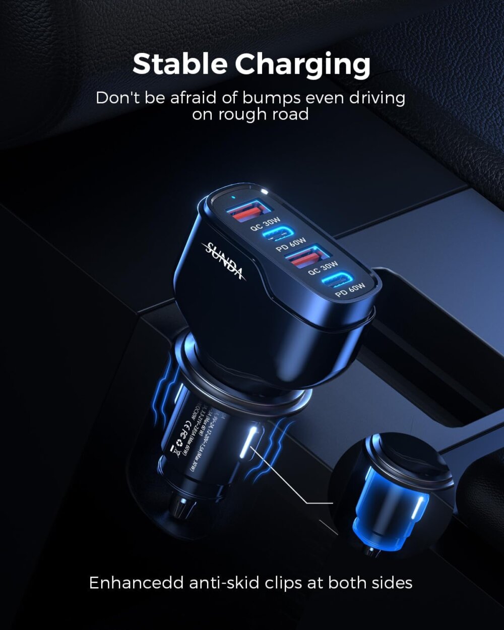 120W USB C Car Charger: The Ultimate 4-Port Guide to Dual 60W PD Fast Charging - Image 2