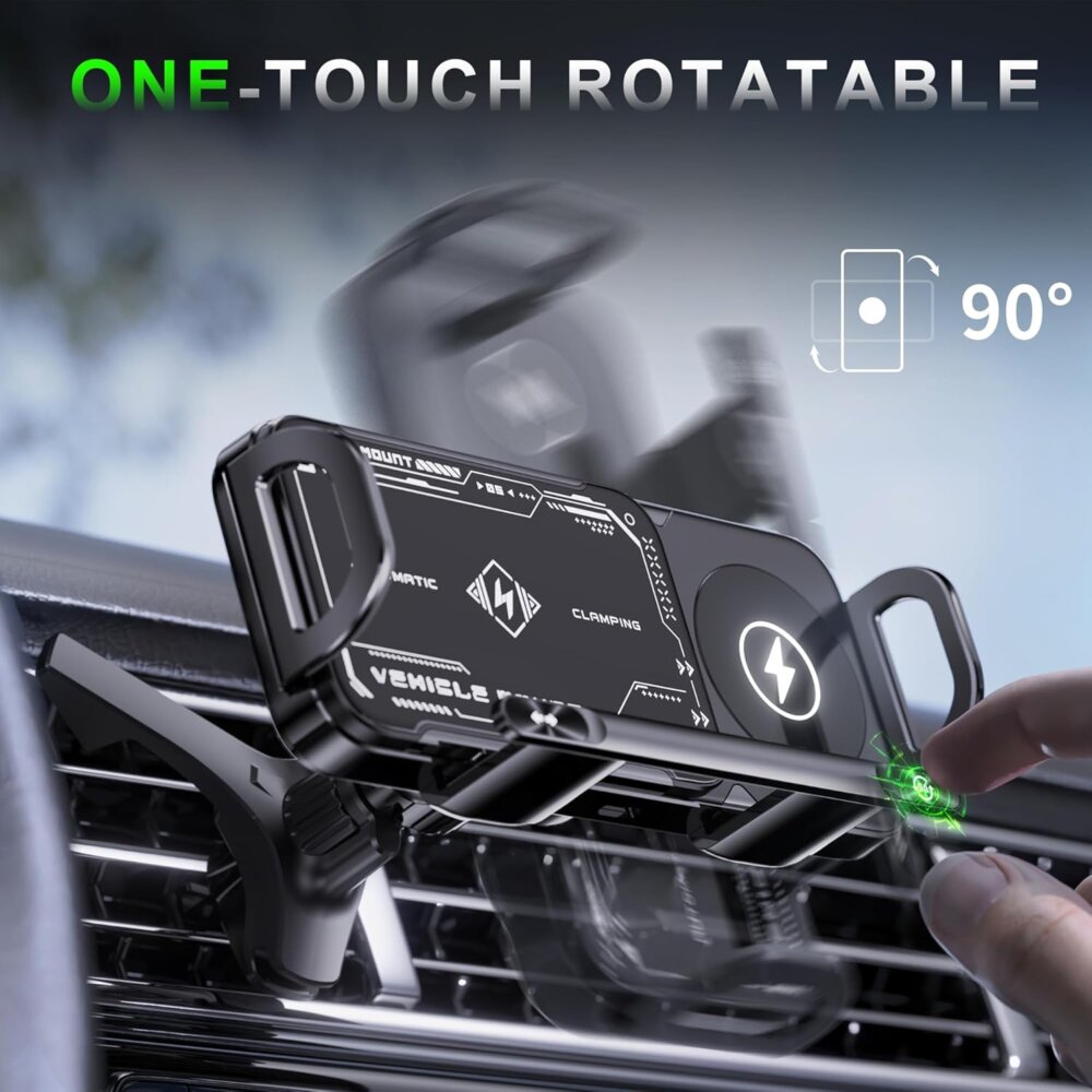 Wireless Car Charger for Z Fold: The Ultimate 15W Dual Coil Mount with One-Touch Rotation - Image 7