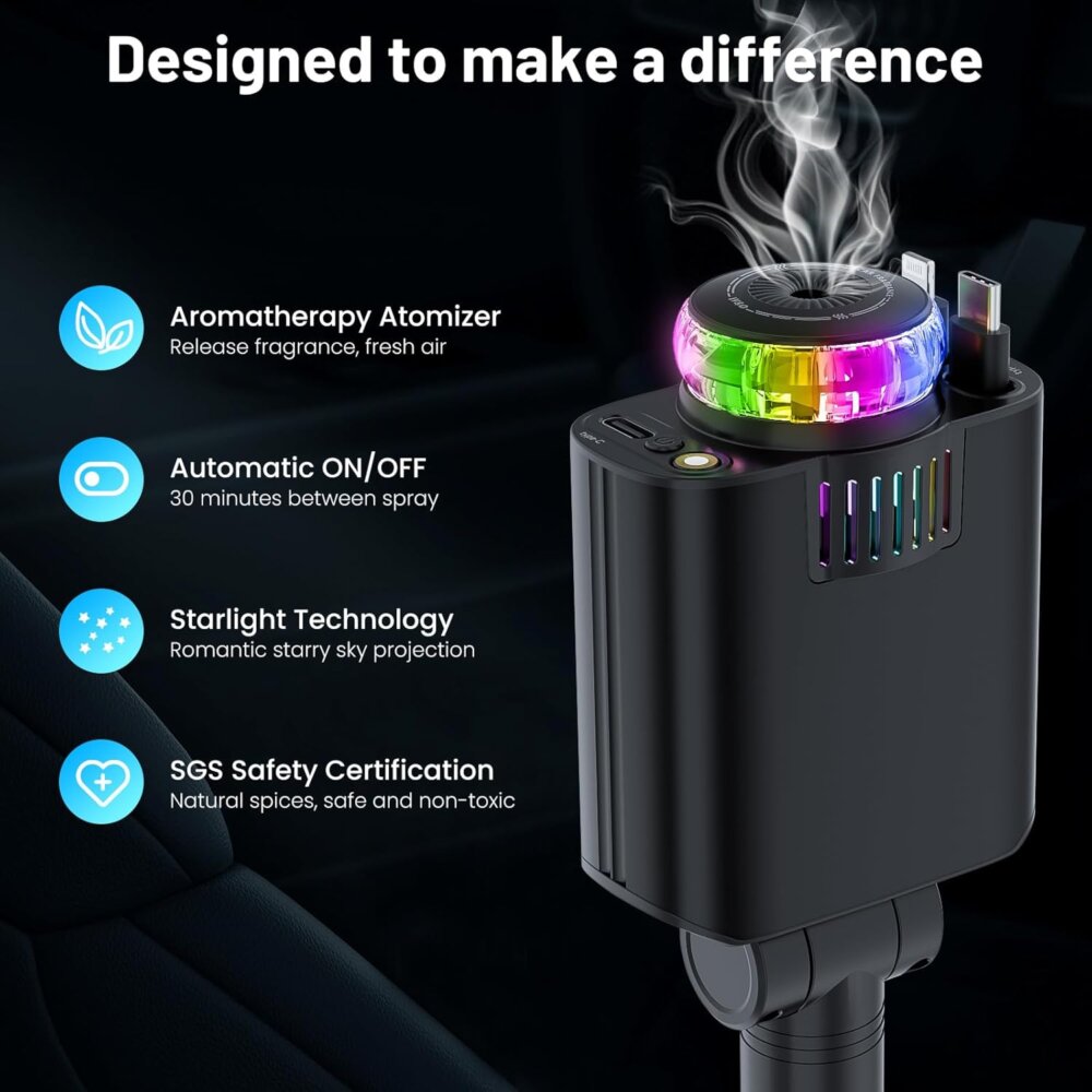 Starlight Retractable Car Charger: The Ultimate 5-in-1 Guide to Fast Charging & In-Car Ambiance - Image 2