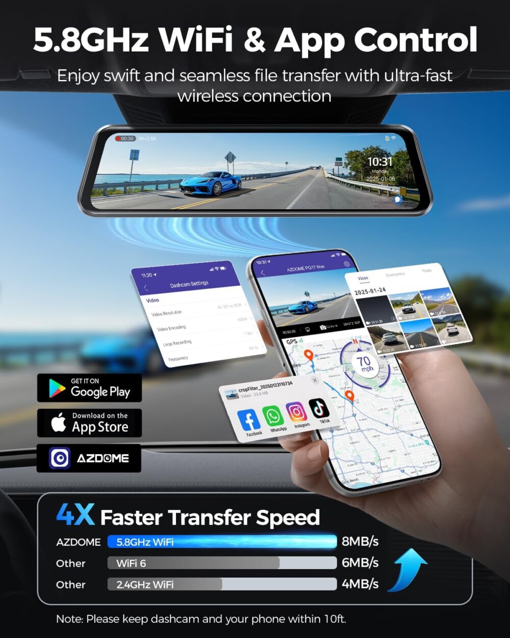 AZDOME PG17 Max: The Ultimate Guide to Your 4K Intelligent Mirror Dash Cam Co-Pilot - Image 4