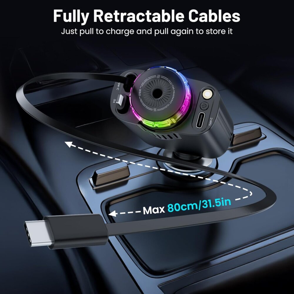 Starlight Retractable Car Charger: The Ultimate 5-in-1 Guide to Fast Charging & In-Car Ambiance - Image 5