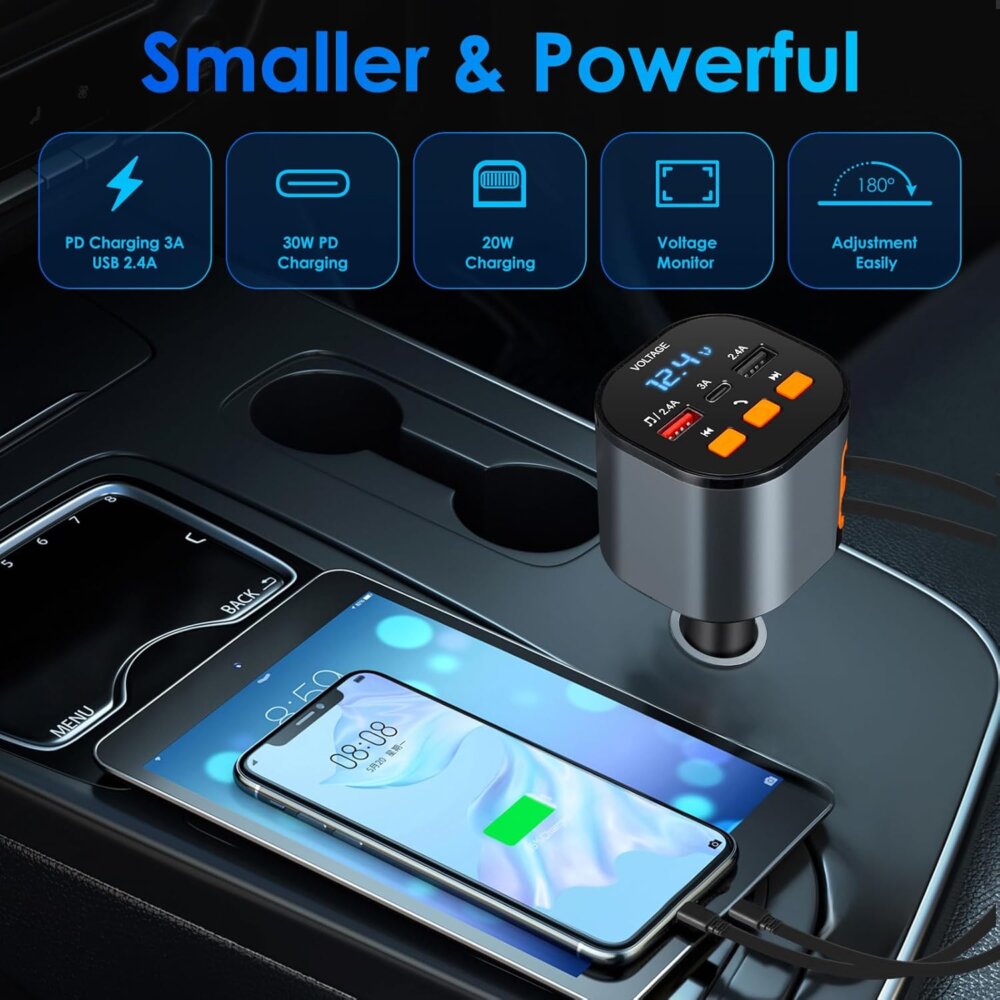 Retractable Car Charger: The Ultimate 5-in-1 Guide to Clutter-Free Fast Charging & Bluetooth - Image 6