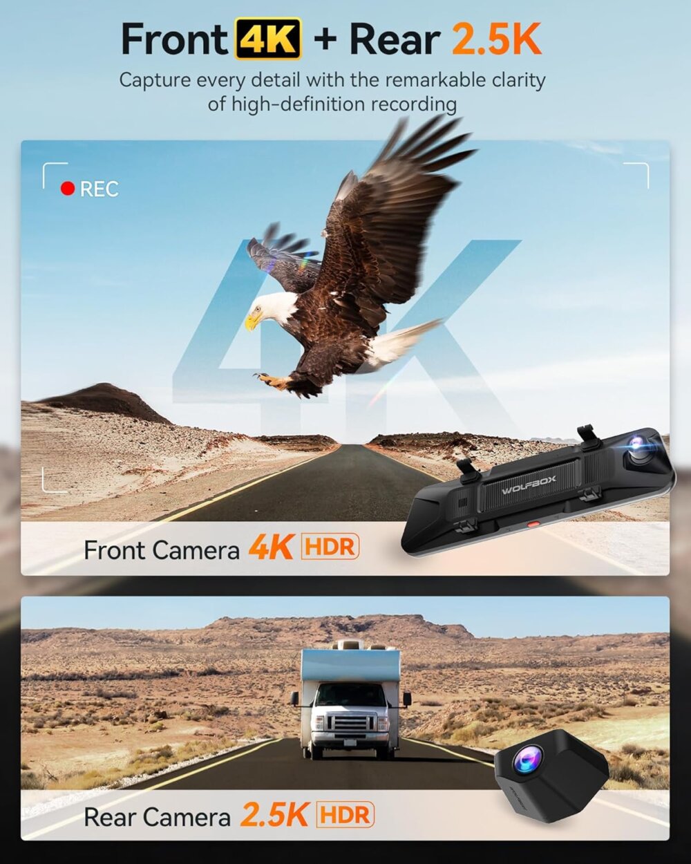 WOLFBOX G900 PRO: The Ultimate 4K Guide to a Smarter, Clearer Mirror Dash Cam View - Image 6