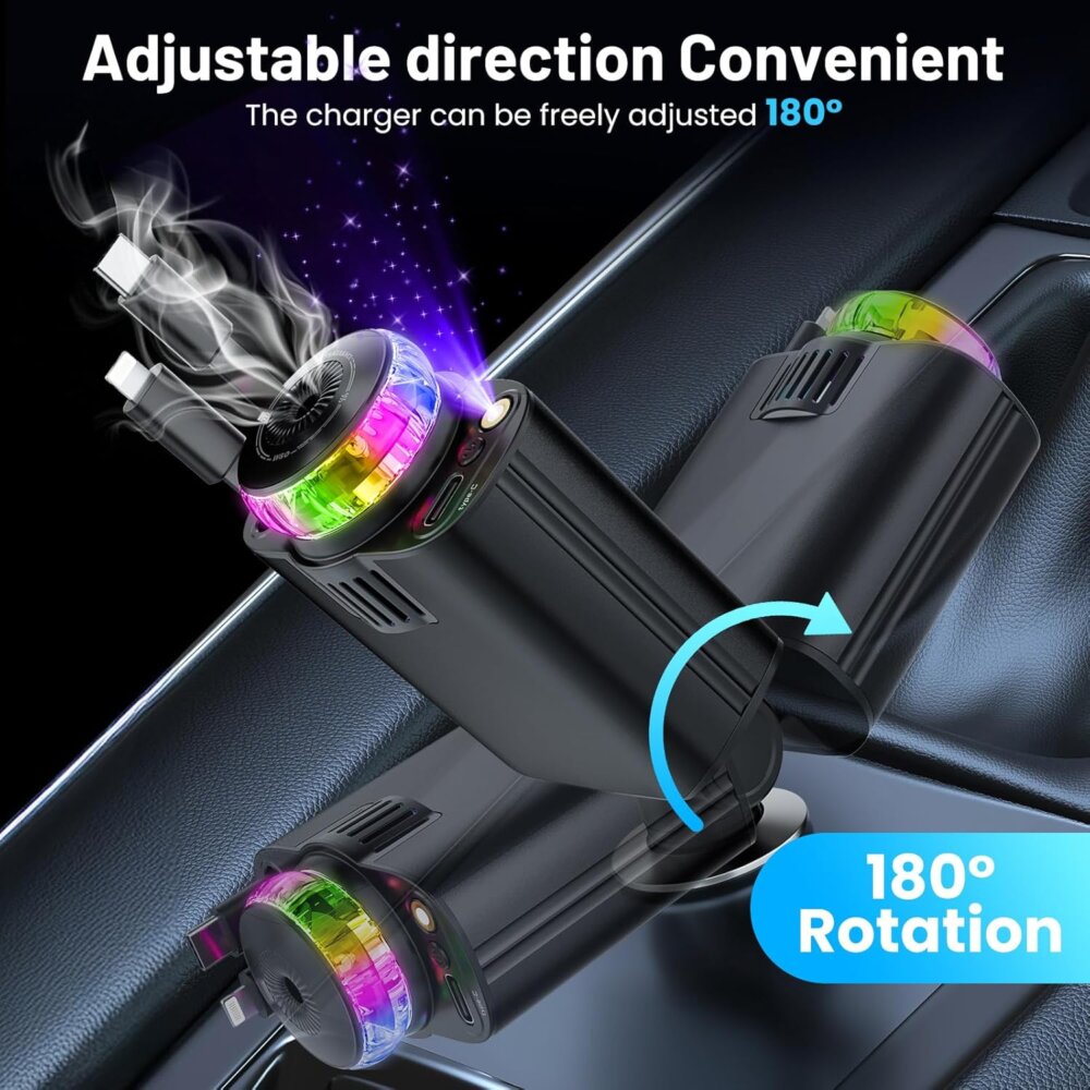 Starlight Retractable Car Charger: The Ultimate 5-in-1 Guide to Fast Charging & In-Car Ambiance - Image 8