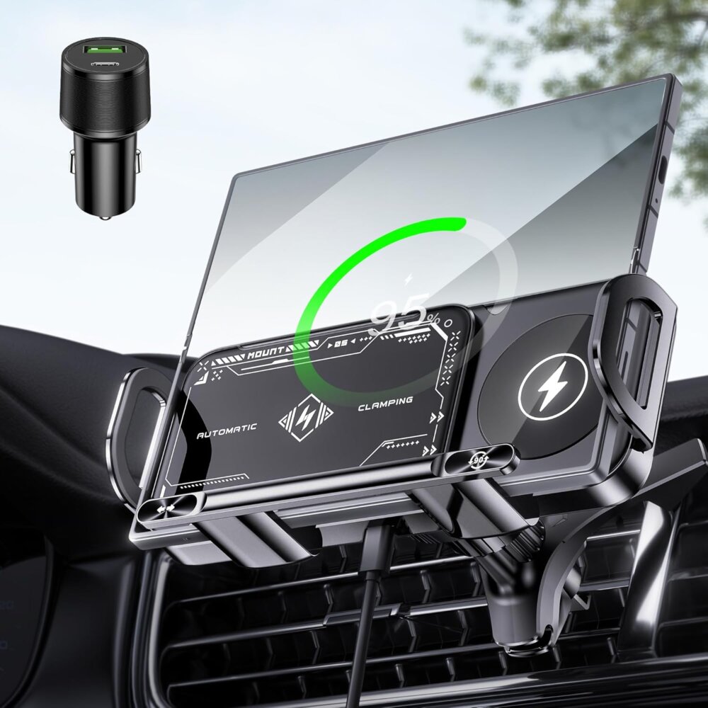Wireless Car Charger for Z Fold: The Ultimate 15W Dual Coil Mount with One-Touch Rotation - Image 5