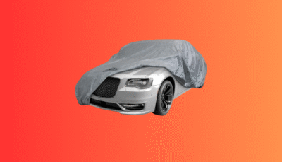 The Armor All heavy duty car cover providing a secure, all-weather fit on a full-size sedan.