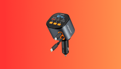 The MQOUNY Retractable car charger providing clutter-free, fast charging with its built-in cables.